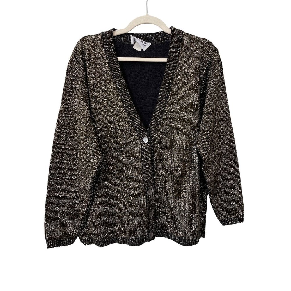 Vintage 90s Carly Blake Cardigan Size Large Metallic Button Front Deadstock NEW